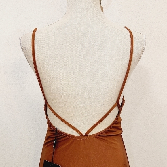 MISSGUIDED Tie Back Slip On Cami Copper Dress Size 4 - Picture 6 of 10